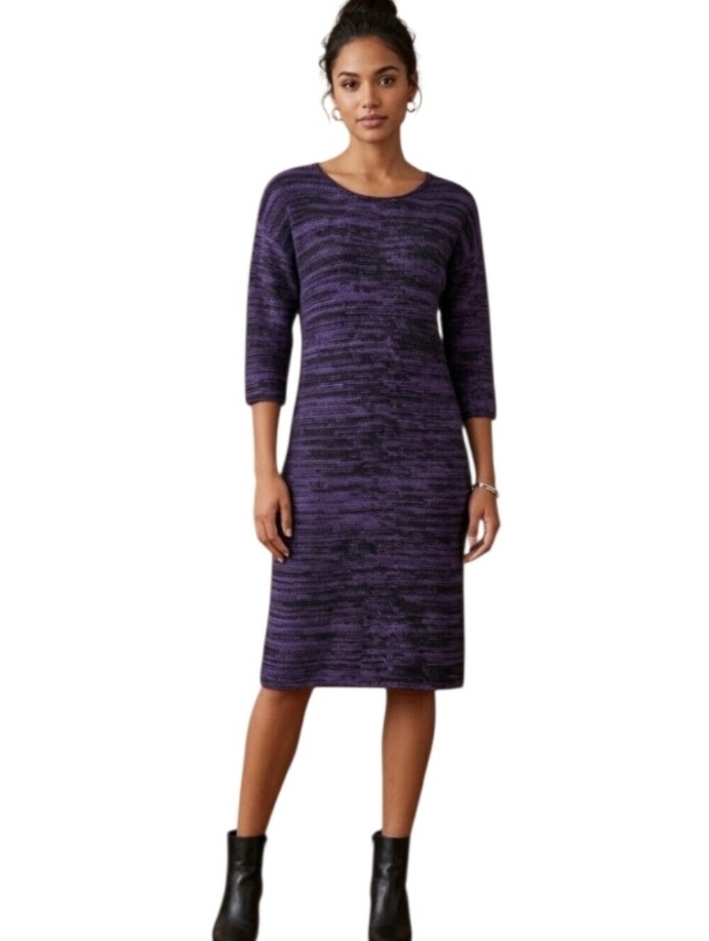 Tahari Purple & Black Knit Sweater Dress NWT